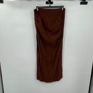 Zara Womens Skirt Medium Strapless Brown Casual Zip Back Classic Preppy Knit New